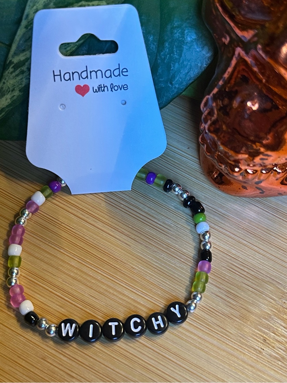 🧙‍♀️✨ Witchy Stretchy Beaded Bracelet | Handmade | Word Bead Bracelet ✨🧙‍♀️